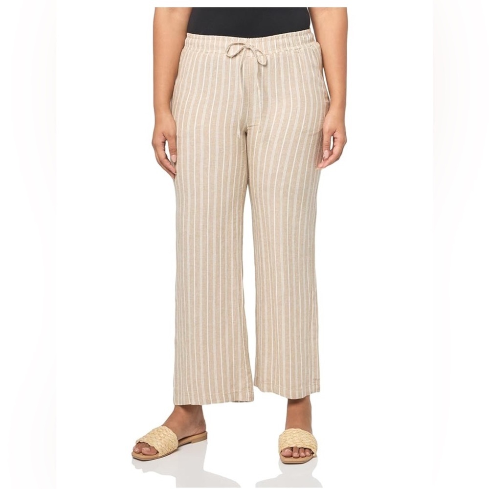Briggs New York Beige Striped Wide Leg Pants size S